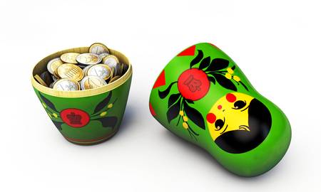 matrioska bank isolated on white backgroundの写真素材