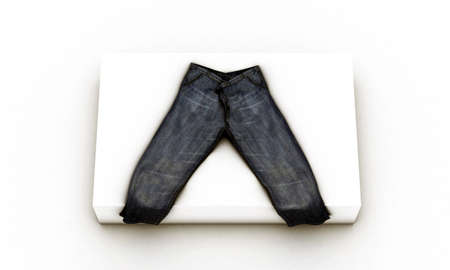 a pair of jeans isolated on white backgroundの写真素材
