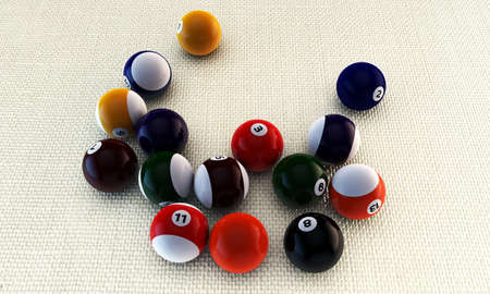 pool balls on white cloth