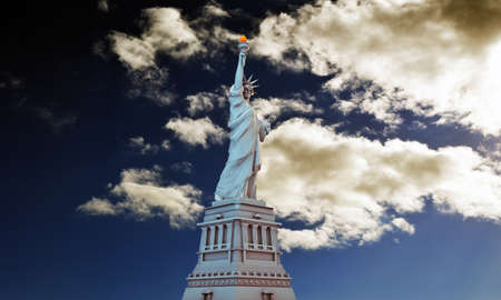 liberty statue with black glassesの写真素材