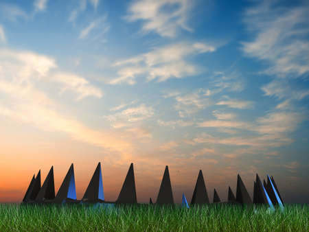 bear trap on green grassの写真素材