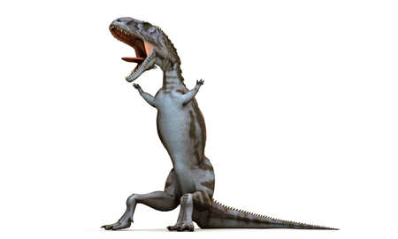 bored majungasaurus isolated on white background