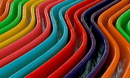 colored waves with glossy material 