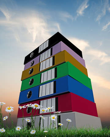 pile of office foldersの写真素材