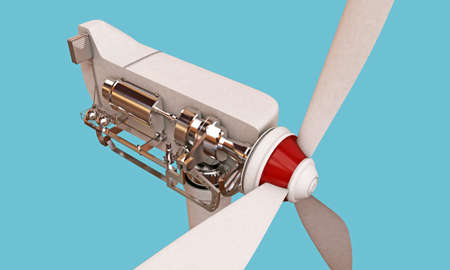 wind turbine section isolated on blue background