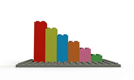 plastic bricks graph isolated on white background
