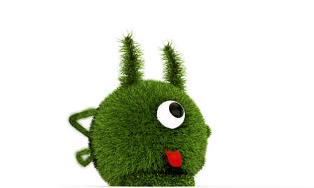 grass monster isolated o white backgroundの写真素材
