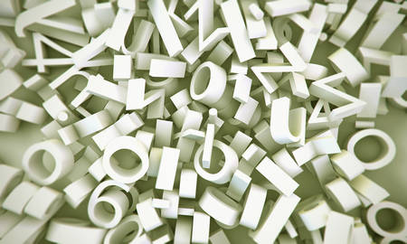 letters and numbers isolated on white backgroundの写真素材