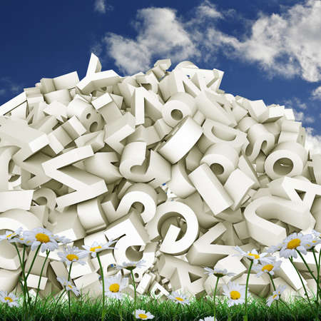 ball of letterson green grassの写真素材