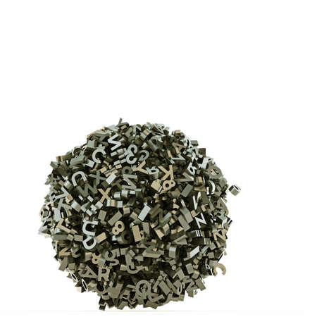ball of letters isolated on white background