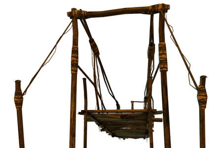 illustration of a wooden bridge isolated on white backgroundの写真素材