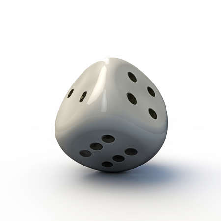 illustration of a white dice isolated on white backgroundの写真素材