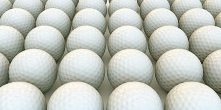 illustration of many golf balls isolated on white backgroundの写真素材