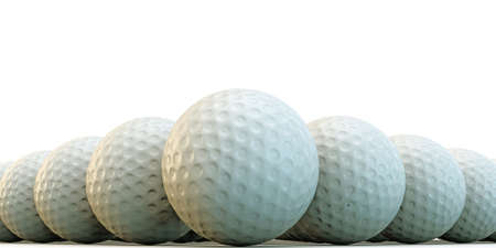 illustration of many golf balls isolated on white backgroundの写真素材