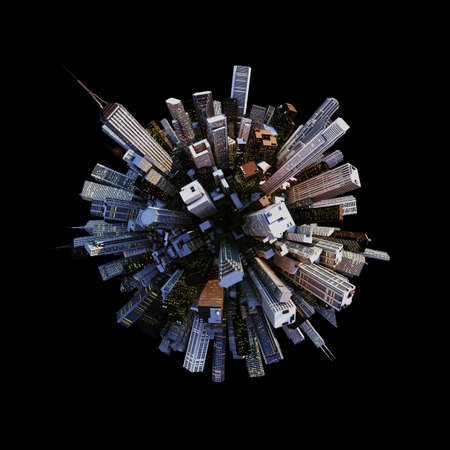 small busy planet isolated on black backgroundの写真素材