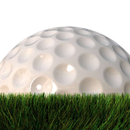 golf ball isolated on white backgroundの写真素材