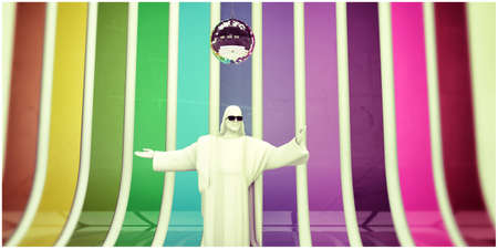 jesus redeemer dancing at the discoの写真素材