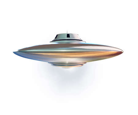 unidentified flying object isolated on white backgroundの写真素材