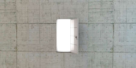 white door open on concrete wall