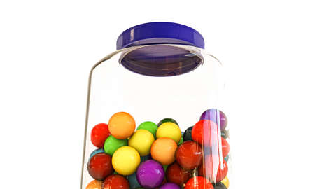 gumball jar isolated on white background の写真素材