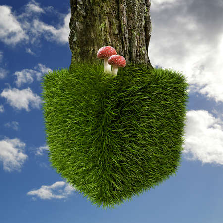 grass cube isolated on white backgroundの写真素材