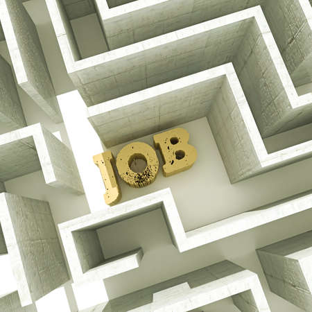 concrete maze with a huge job signの写真素材