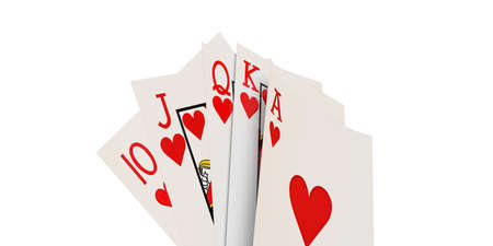 poker cards isolated on white backgroundの写真素材