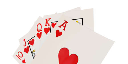 poker cards isolated on white backgroundの写真素材