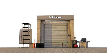 modern self storage isolated on white backgroundの写真素材