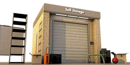 modern self storage isolated on white backgroundの写真素材