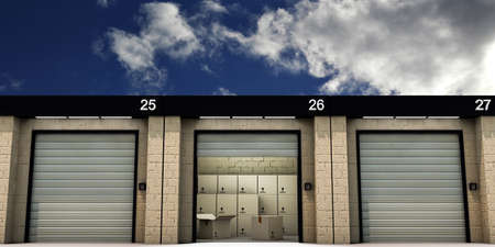 self storage witn many cardboard boxes insideの写真素材