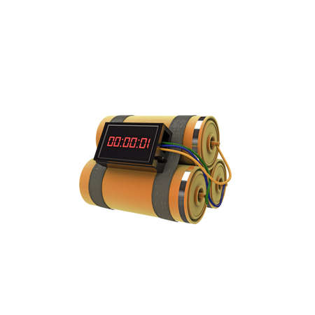 bomb with digital counter isolated on white background