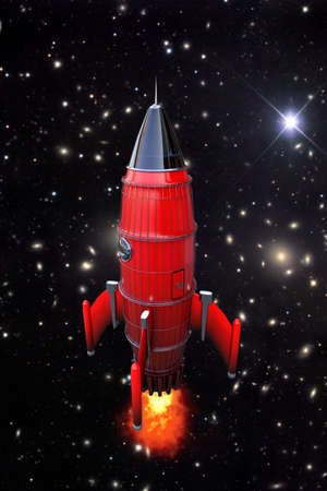space rocket flying in the spaceの写真素材