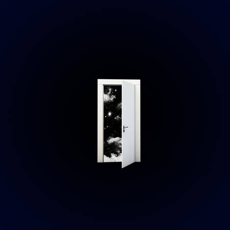 dimensional door isolated on black backgroundの写真素材