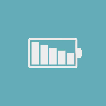 charging battery icon isolated on blue backgroundの写真素材