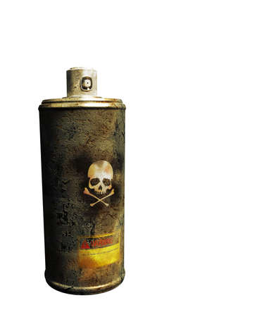 rusty spray can isolated on white backgroundの写真素材