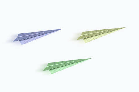 origami airplanes isolated on white background