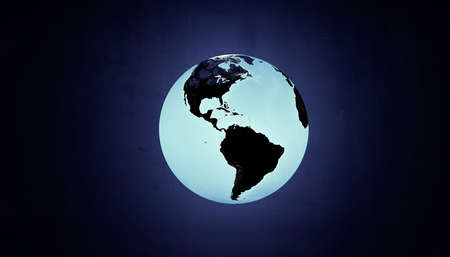 planet earth isolated on blue backgroundの写真素材