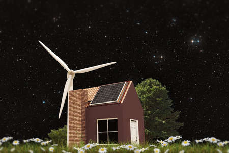 little sustainable house in the countryの写真素材