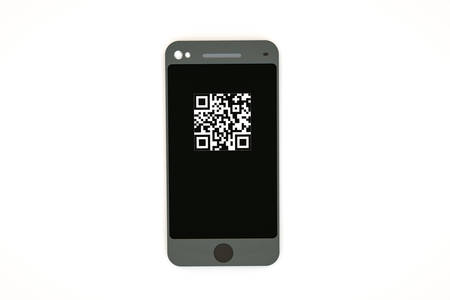 modern smartphone with qr code on sceen