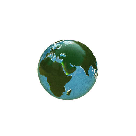 planet earth with extruded continents isolated on white backgroundの写真素材