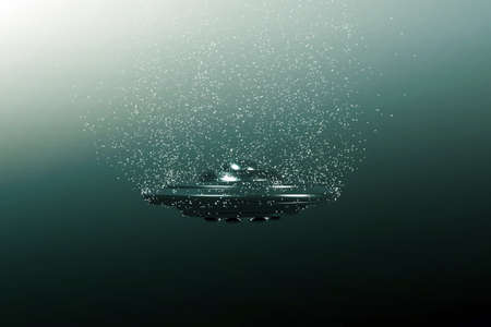 unidentified flying object moving under the seaの写真素材