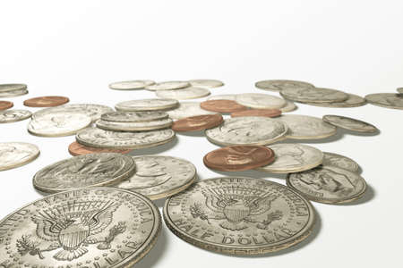 american coins isolated on white background