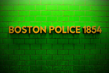 Boston police sign on green wall