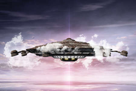 3d illustration of a rusty unidentified flying object