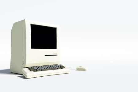 3d illustration of an old computer desktop isolated on white backgroundの写真素材