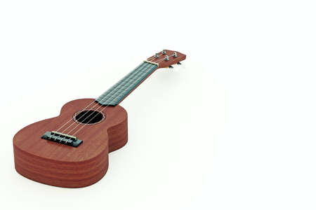 3d illustration of a ukulele isolated on white backgroundの写真素材