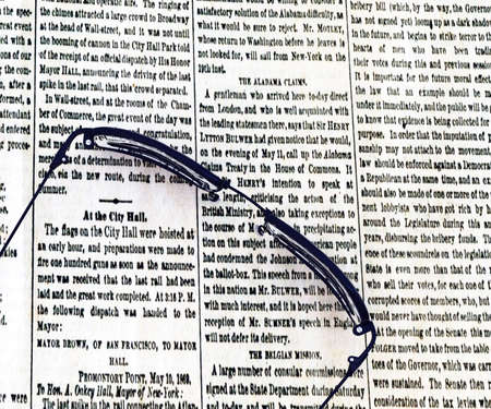 3d illustration of eyeglasses on old newspaperの写真素材
