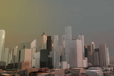 3d illustration of a skyscraper cityの写真素材