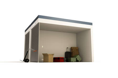 3d illustration of a self storage section isolated on white background
